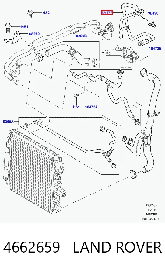 Przewód (króciec) układu chłodzenia Land Rover Discovery III SUV (LR3) (2004 - 2009) cena, od 14,44 USD