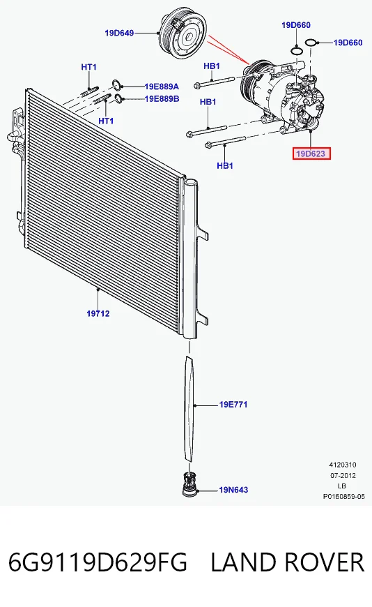 6G9119D629FG Land Rover Sprężarka klimatyzacji