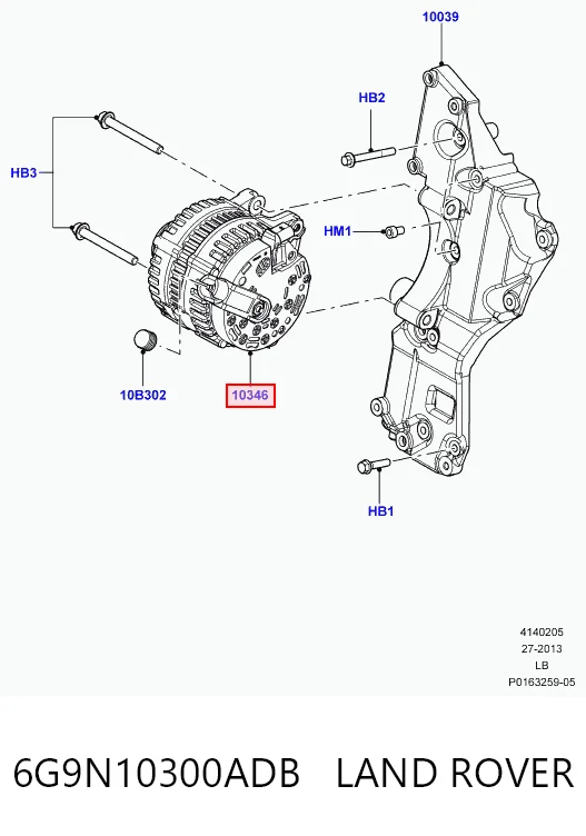 6G9N10300ADB Land Rover Alternator