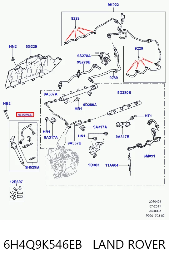 6H4Q9K546EB Land Rover Wtryskiwacz paliwa