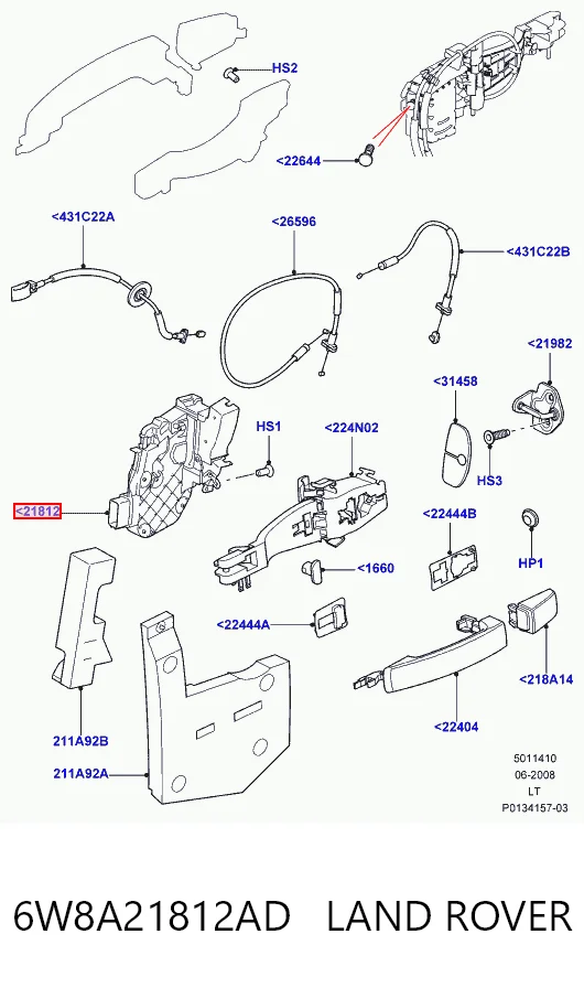 Zamek drzwi przednich prawych Land Rover Discovery III