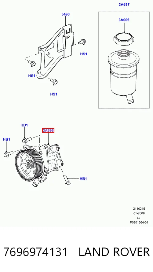 7696974131 Land Rover Pompa wspomagania hydraulicznego kierownicy
