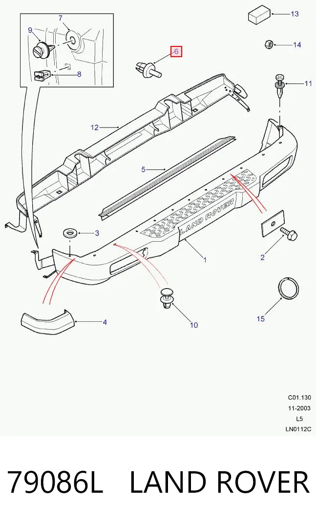 79086L Land Rover Spinka mocowania listwy ochronnej szyby przedniej