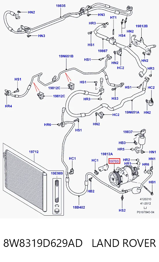 8W8319D629AD Land Rover Sprężarka klimatyzacji