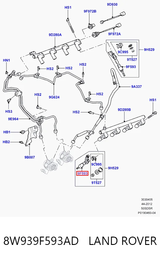 8W939F593AD Land Rover Wtryskiwacz paliwa