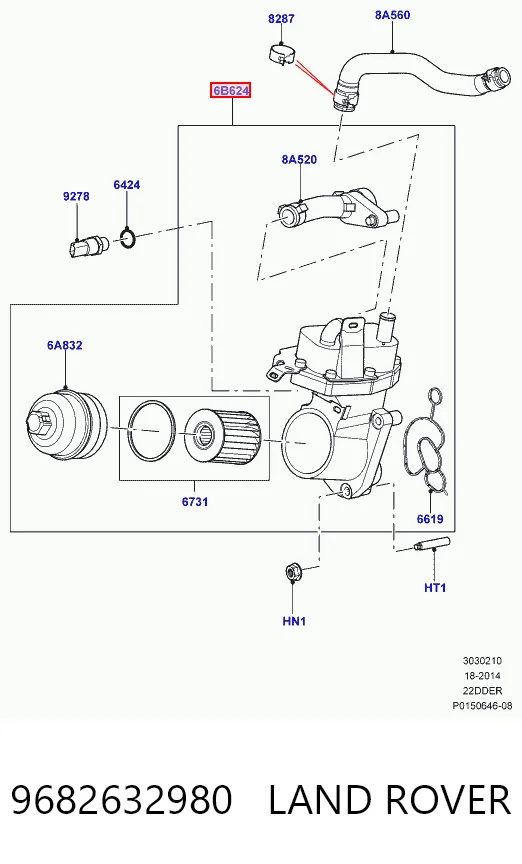 9682632980 Land Rover Obudowa filtra oleju