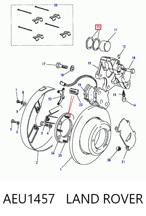 Zestaw naprawczy zacisku hamulcowego przedniego do Land Rover Discovery II LJ ,LT