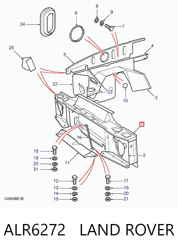 Osłona chłodnicy kompletna (panel mocowania reflektorów) do Land Rover Discovery II LJ ,LT