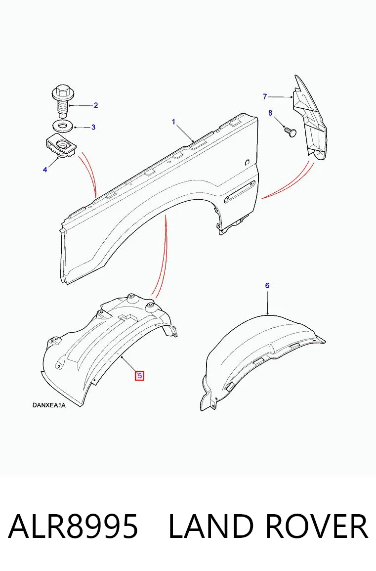 Nadkole błotnika przedniego lewe do Land Rover Range Rover II LP, P38A