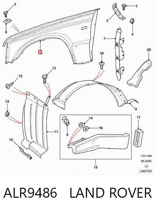 Błotnik przedni prawy do Land Rover Discovery LJ ,LT