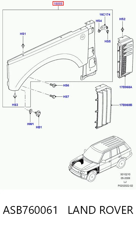 Błotnik przedni prawy do Land Rover Range Rover L322