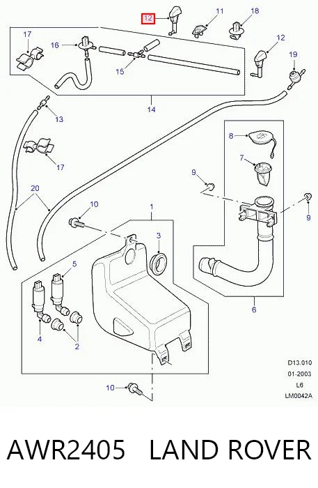 Dysza spryskiwacza szyby przedniej do Land Rover Freelander L314