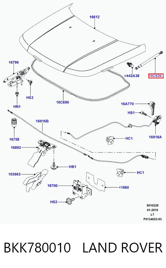BKK780010 Land Rover Amortyzator maski