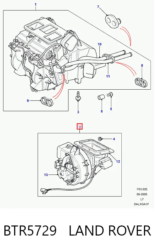  Silniczek wentylatora nagrzewnicy (ogrzewacza wnętrza) Land Rover Range Rover 2