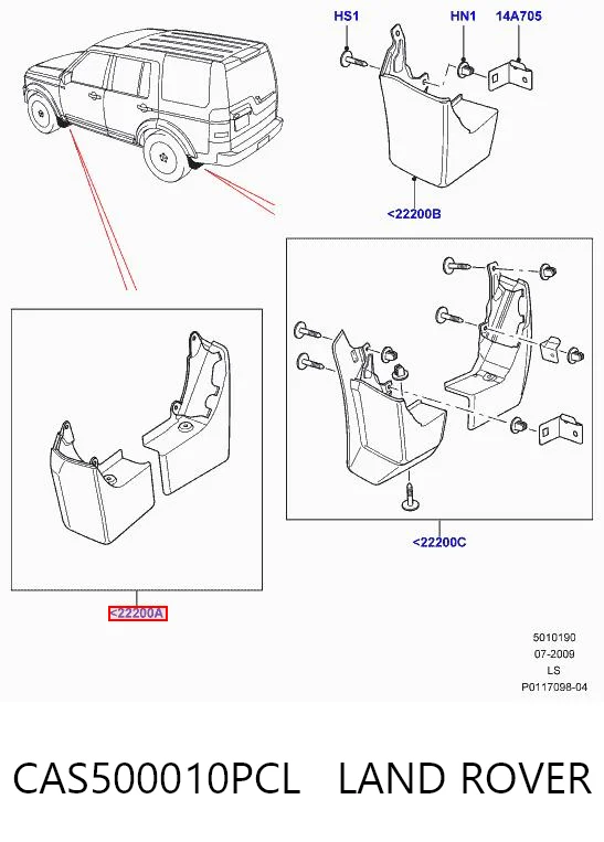 CAS500010PCL Land Rover Chlapacze przednie, zestaw