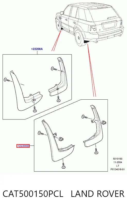 Chlapacze tylne, komplet Land Rover Range Rover SPORT I SUV (L320) (2005 - 2013) cena, od 25,88 USD
