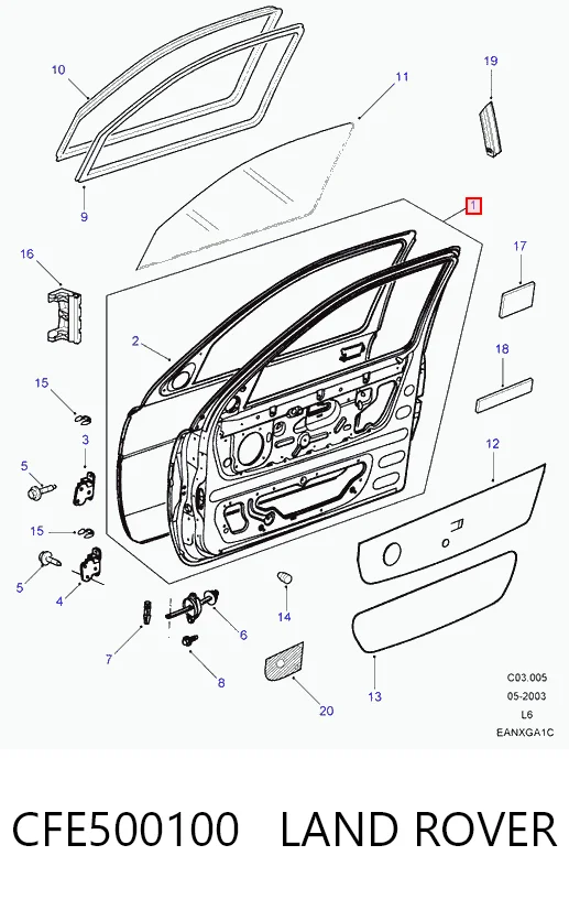 Do koszyka Drzwi przednie lewe Land Rover Freelander I L314
