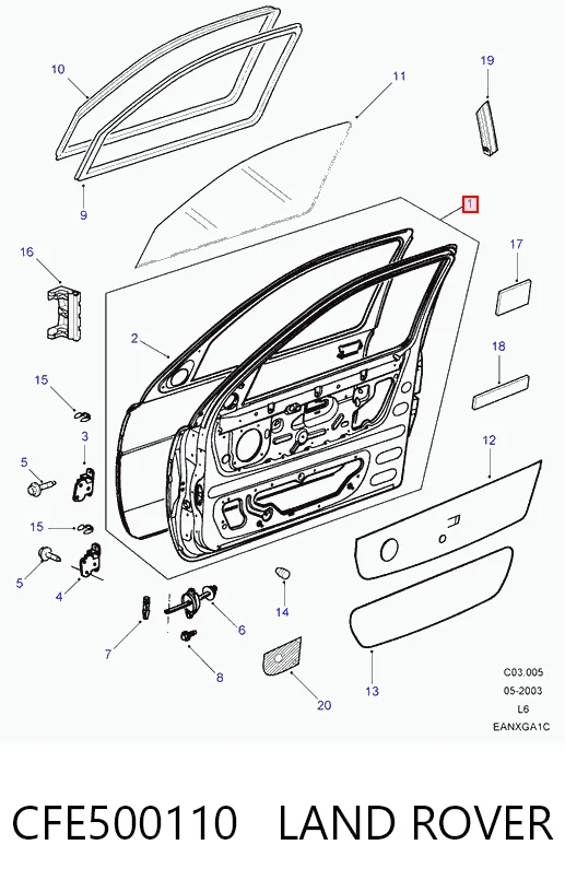 Do koszyka Drzwi przednie prawe Land Rover Freelander I L314