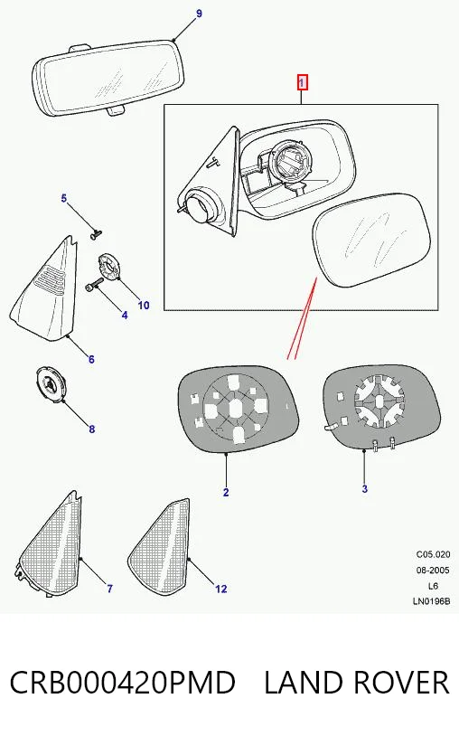 Lusterko wsteczne prawe Land Rover Freelander I SUV (L314) (1997 - 2006) cena, od 176,20 USD
