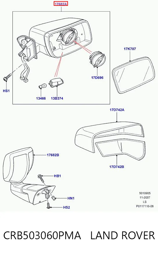 Lusterko wsteczne prawe Land Rover Discovery IV SUV (L319) (2009 - 2018) cena, od 190,36 USD