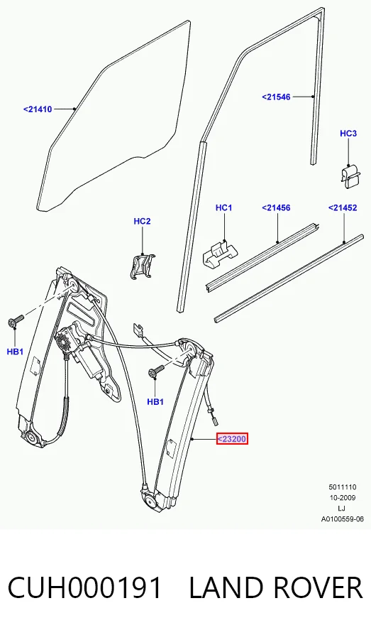 Mechanizm podnoszenia szyby drzwi przednich lewych do Land Rover Range Rover III L322