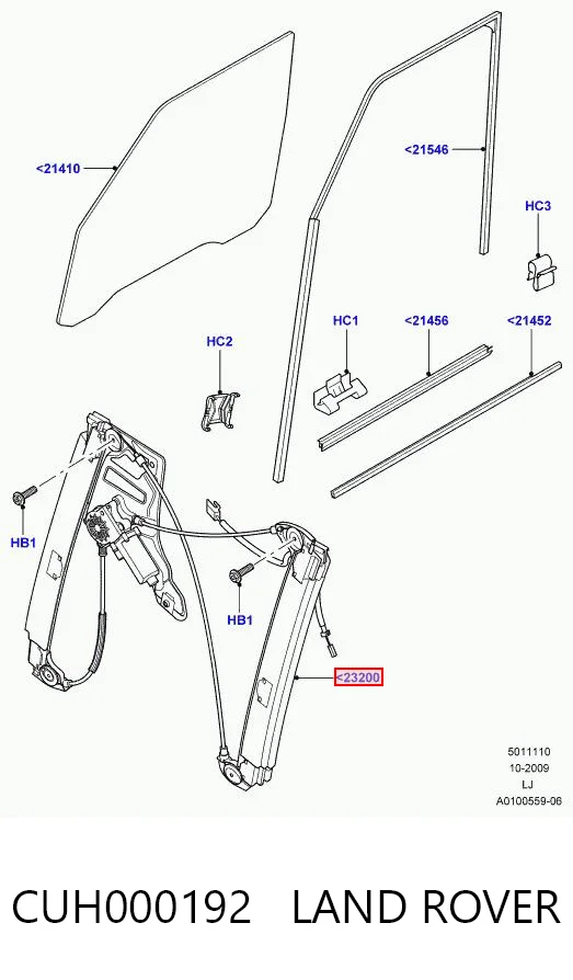 Mechanizm podnoszenia szyby drzwi przednich lewych Land Rover Range Rover III SUV (L322) (2002 - 2009) cena, od 111,19 USD