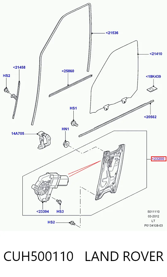 Mechanizm podnoszenia szyby drzwi przednich lewych do Land Rover Discovery IV L319