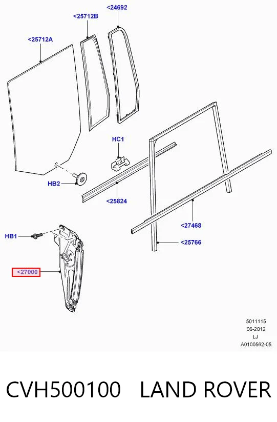 CVH500100 Land Rover Mechanizm podnoszenia szyby drzwi tylnych prawych
