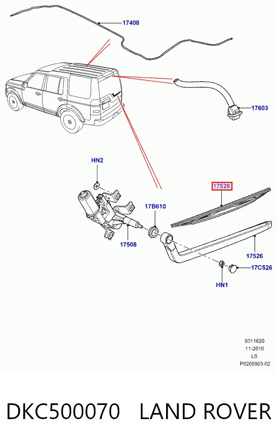Pióro wycieraczki szyby tylnej Land Rover Discovery III SUV (LR3) (2004 - 2009) cena, od 12,36 USD