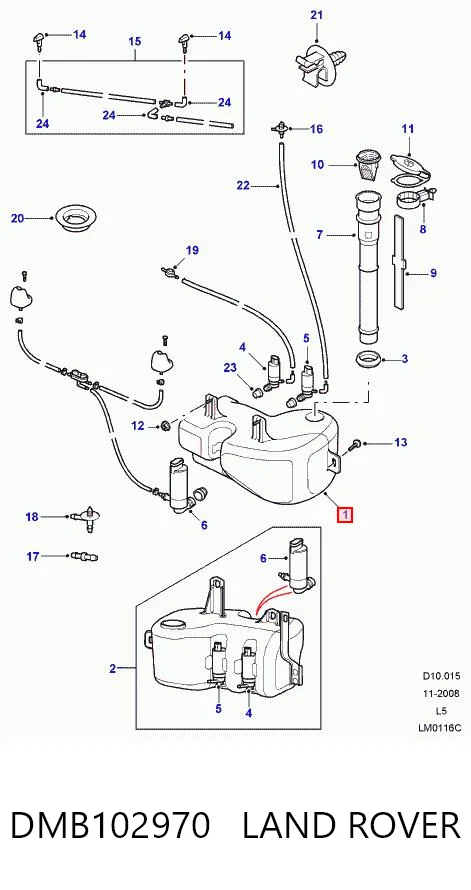 Kupić Zbiorniczek spryskiwacza szyb Land Rover Discovery II LJ ,LT w dobrej cenie