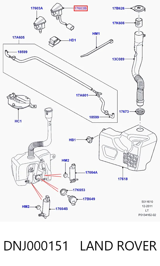 Dysza spryskiwacza szyby przedniej do Land Rover Discovery IV L319