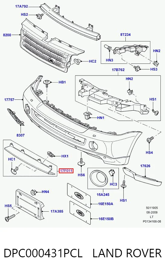 Zaślepka haku holowniczego zderzaka przednia do Land Rover Range Rover SPORT I L320