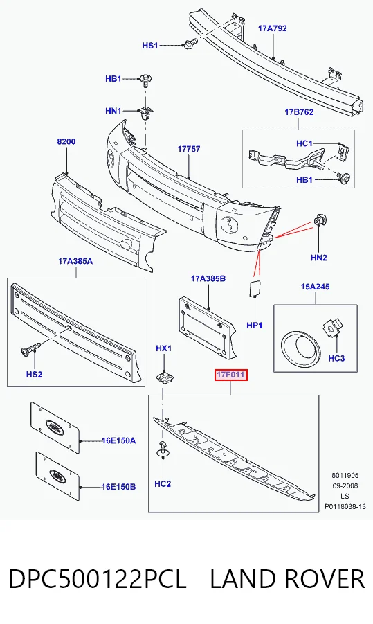 Zaślepka haku holowniczego zderzaka przednia Land Rover Discovery III SUV (LR3) (2004 - 2009) cena, od 98,20 USD