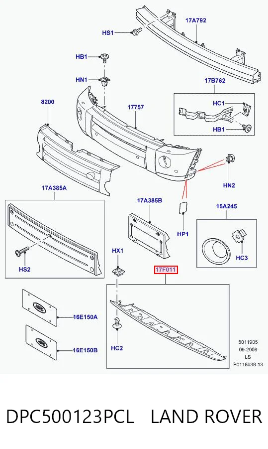 Do koszyka Zaślepka haku holowniczego zderzaka przednia Land Rover Discovery III LR3