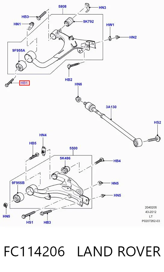 FC114206 Land Rover Śruba do mocowania górnego wahacza tylnego zewnętrzna
