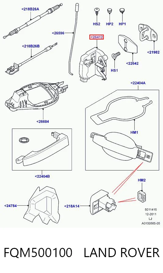 Do koszyka Zamek drzwi tylnych prawych Land Rover Range Rover III L322