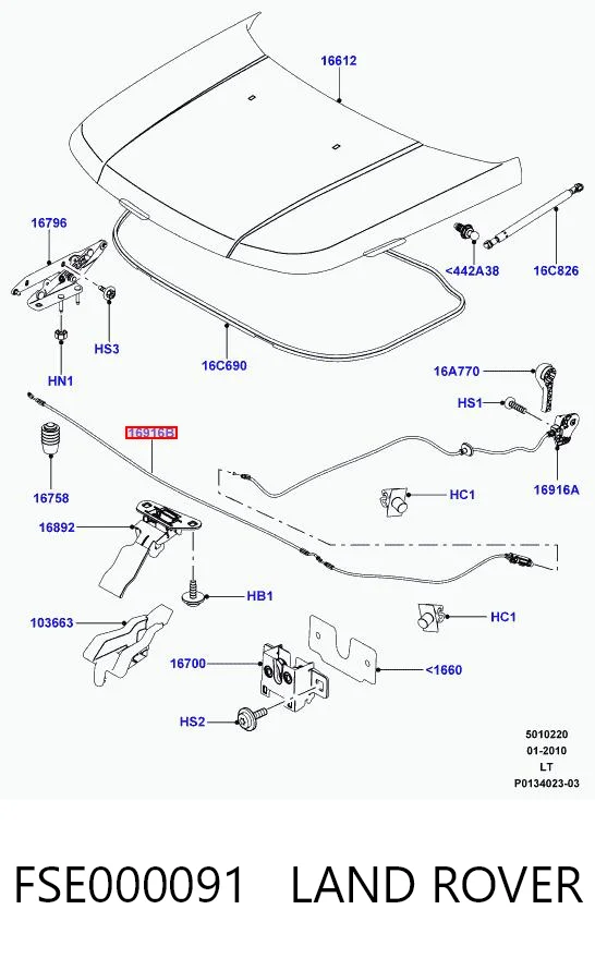 Linka otwierania maski do Land Rover Discovery III LR3