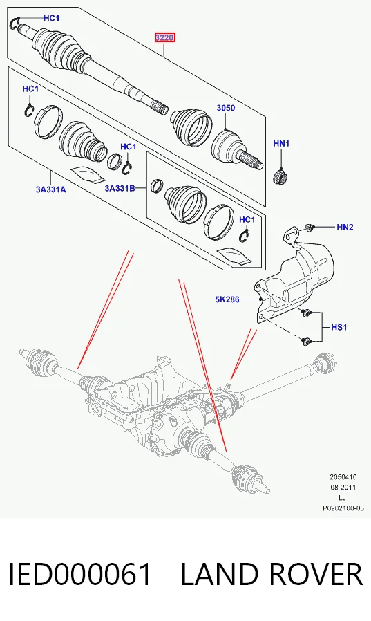 Półoś napędowa przednia prawa Land Rover Range Rover III SUV (L322) (2002 - 2009) cena, od 163,34 USD