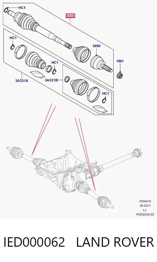 Do koszyka Półoś napędowa przednia prawa Land Rover Range Rover III L322