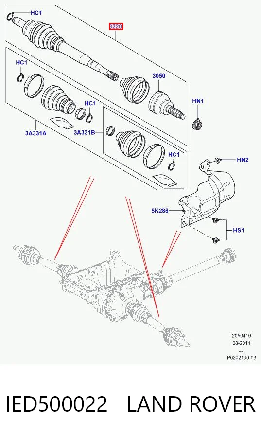 Półoś napędowa przednia prawa do Land Rover Range Rover III L322