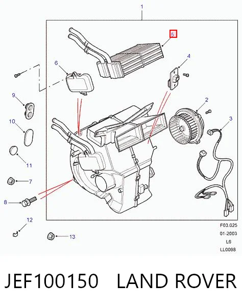 Do koszyka Chłodnica nagrzewnicy (ogrzewacza) Land Rover Freelander I L314