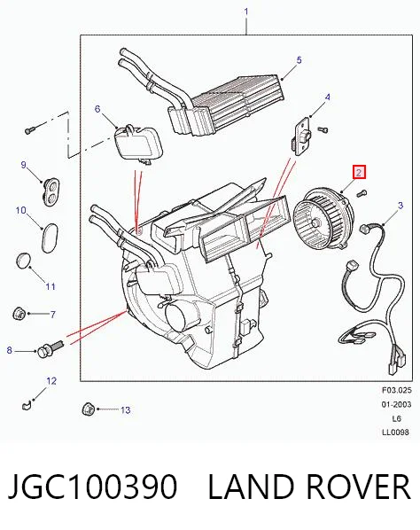 Silniczek wentylatora nagrzewnicy (ogrzewacza wnętrza) Land Rover Freelander I SUV (L314) (1997 - 2006) cena, od 106,06 USD