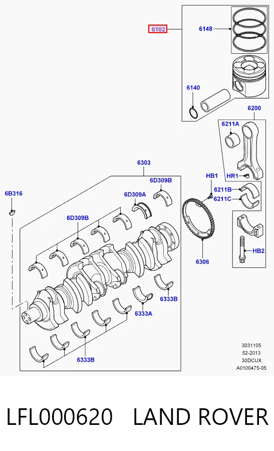 Tłok, komplet do jednego cylindru, STD do Land Rover Freelander I L314