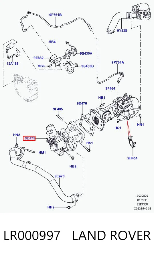 LR000997 Land Rover Zawór recyrkulacji spalin EGR