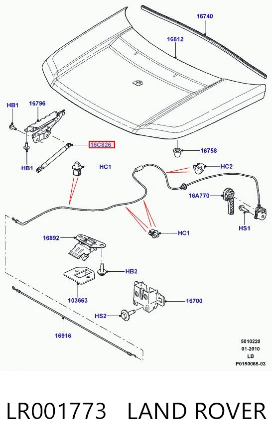 LR001773 Land Rover Amortyzator maski