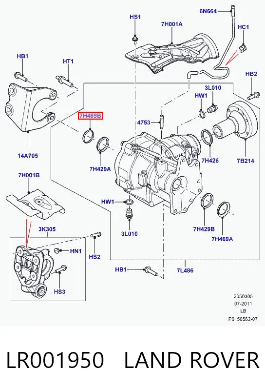 LR001950 Land Rover Uszczelniacz półosi prawej mostu przedniego