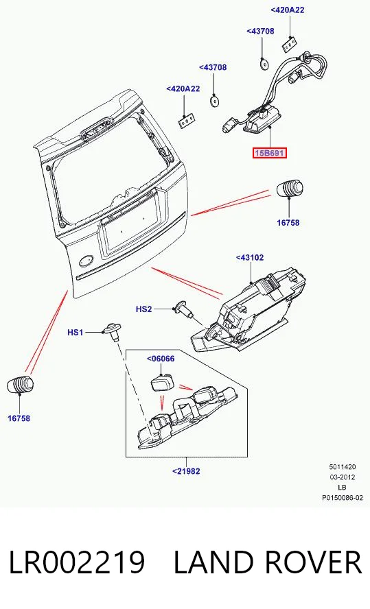 LR002219 Land Rover Przycisk blokady klapy bagażnika (drzwi 3/5)
