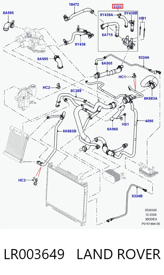 Do koszyka Przewód (króciec) układu chłodzenia Land Rover Range Rover III L322