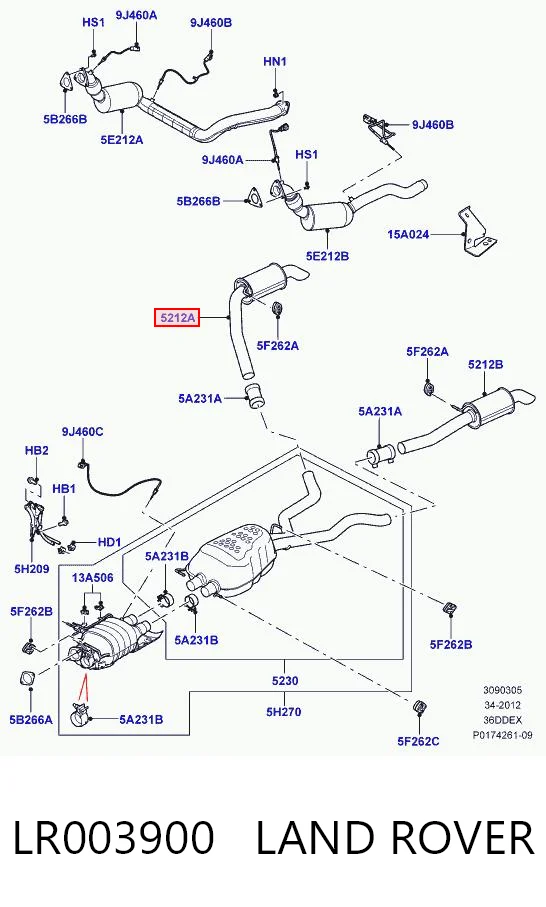 Tłumik, tylna część do Land Rover Range Rover L320