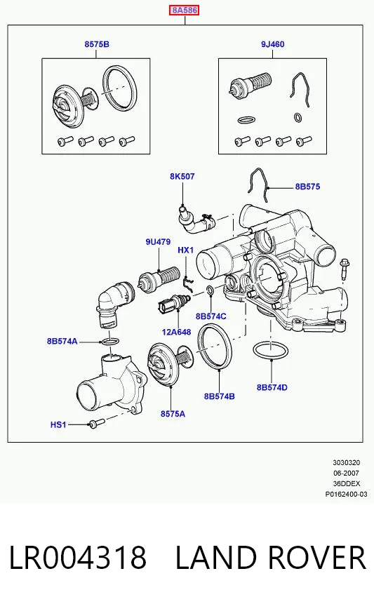 LR004318 Land Rover Obudowa termostatu